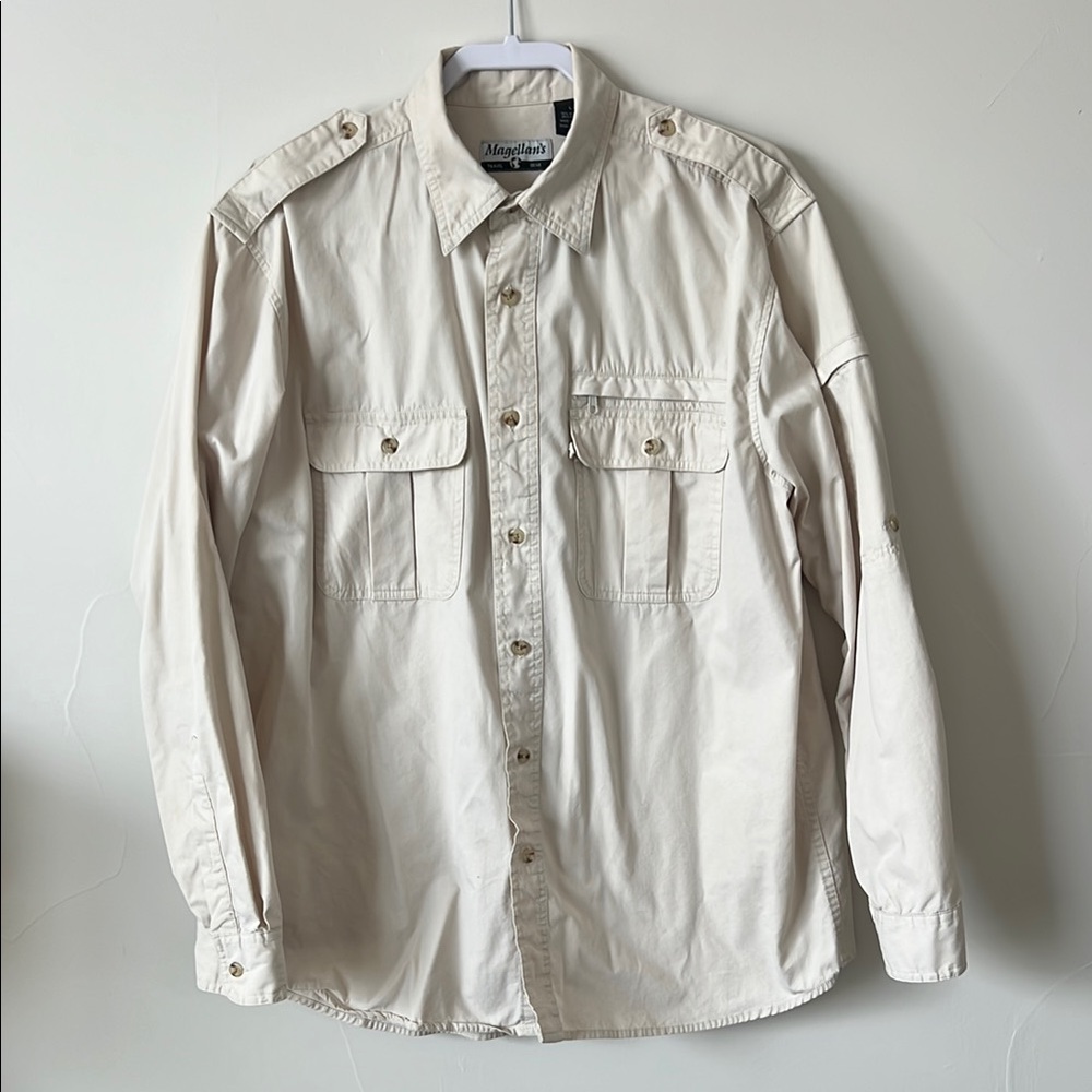 Magellan’s Travel Gear Beige Button-Up Shirt